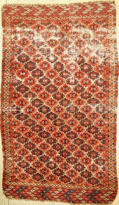 Antiker Tschaudor, Turkmenistan, 19. Jhd, Wolle geknüpft auf Wolle, ca. 277 x 163 cm, EHZ:(Alters- und Gebrauchsspuren).