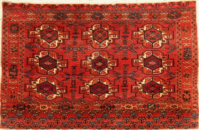 Antiker Ersari Tschowal, Turkmenistan, 19.Jhd, Wolle geknüpft auf Wolle, ca. 114 x 76cm, EHZ: 3(Altersbedingt guter Zustand).