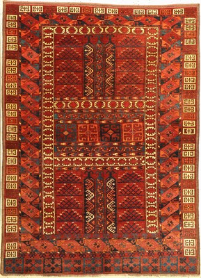 Antiker Kisilayak Engsi, Turkmenistan, 19.Jhd, Wolle geknüpft auf Wolle, ca. 190 x 138 cm, EHZ: 3(Altersbedingt guter Zustand).
