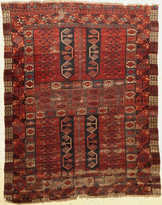Antiker Ersari Engsi, Turkmenistan, 19.Jhd,Wolle geknüpft auf Wolle, ca. 170 x 133 cm, EHZ: 3(Alters-und Gebrauchsspuren).