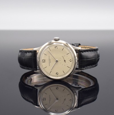 VACHERON & CONSTANTIN Herrenarmbanduhr in Stahl mit Faltschließe in WG 750/000 Kaliber P453/3B , Schweiz um 1950, Handaufzug, 2- teil. Geh., Boden ...