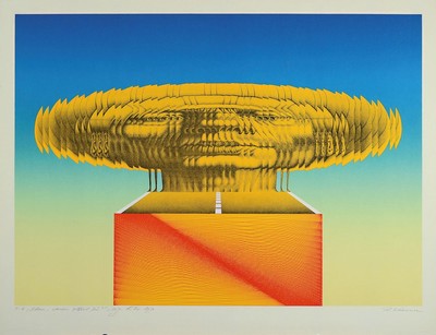Rudolf Hausner, 1914-1995, Adam warum zitterst du ?, Farblithographie von 1970, signiert, betitelt, bez.: e.a., ca. 43x60cm