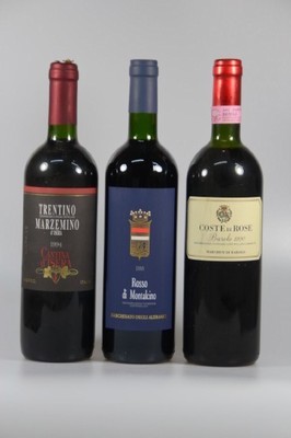 16 Flaschen Rotwein Italien: 4 Fl. 1999 Montepulciano d'Abruzzo, 2 Fl. 1990 Coste di Rose Barolo 1990, Marchesi di Barolo, 4 Fl. Cantina ...