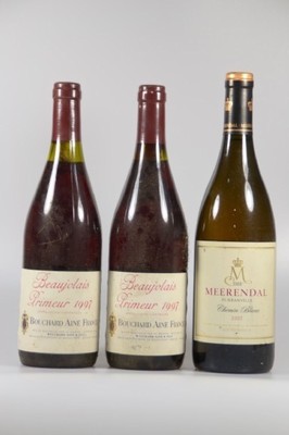 19 Flaschen Rotwein Frankreich, 6 Fl. 1991 Domaine Bellenand, Pouilly-Fuisse; 3 Fl. 1990 Chablis Premier Mont de Milieu, Jean Baulat; 1 Fl. 1983 ...