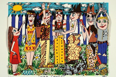 James Rizzi, 1950-2011, 3D-Konstruktion, "war games", handsign., num. 265/350, dat. 1990, ca. 27,5x23,5 cm