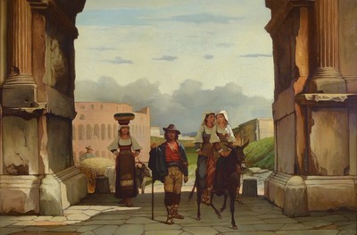 Adrianus Wulffaert, 1804 Goes (Holland) - 1873 Gent, Studium in Brügge u. Paris, Mitglied der Akademie Gent, hier: Händler u. dessen Familie beim ...