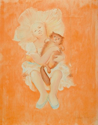 Leonor Fini, 1907 - 1996, drei Farblithographien, versch. Darstellungen, Frau mit Katze, stil. Sphinx und liegende Frau, alle handsigniert, z.T. ...