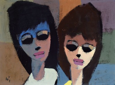 Heinrich Arrigo Florian Wittler, 1918-1979, 2 Köpfe, Öl/Malkarton, links unten signiert, ca. 34x44cm, R. ca. 57x67cm