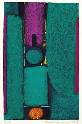 Max Ackermann, 1887-1975, Farblithographie, handsigniert und dat. 1973, bez,; E.A., ca. 47.5x31cm, Blattgr. ca. 70x50cm