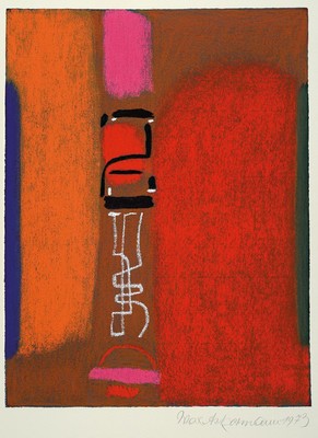 Max Ackermann, 1887-1975, Farblithographie, handsigniert und dat. 1973, ca. 45x35cm, Blattgr. ca. 70x50cm