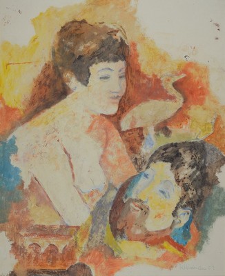 Fritz Wiedemann, 1920-1987 Landau, figurale Komposition, Gouache auf Papier, rechts unten signiert und dat. 68, ca. 60x50cm, R. ca. 76x65cm