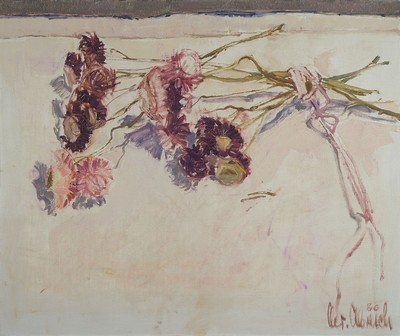 Christel Abresch, 1931 Sulzbach-2011 Neustadt a.d. Weinstr., Blumenstillleben, Öl/Lwd, rechts unten signiert und dat. 80, ca. 50x60cm, Rahmenleiste