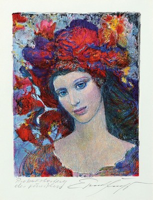 Ernst Fuchs, 1930 Wien-2015, Flora, Farblithographie, rechts unten handsigniert, links bez.: Probekolorierung des Künstlers, ca. 22x17cm, PP, u.Gl., ...