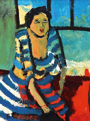 Boris Pavlov, 1928 - 2005, "Träumendes Mädchen", Öl/Holz, datiert 1969, mit Nachlassetikett und Nr. 36- 068, rückseitig kyrill. ...