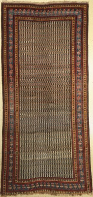 Antiker Kurdenteppich, Persien, 19. Jhd, Wolle geknüpft auf Wolle, ca. 340 x 158 cm, EHZ: 3(Altersbedingt guter Zustand).