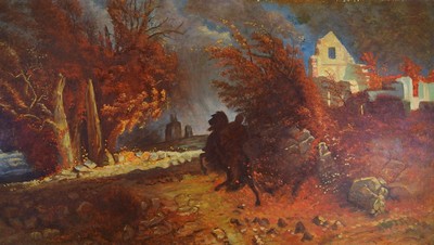 Unbekannter Künstler, deutsch, um 1900-1920, Der Erlkönig, Kopie nach dem Original von Arnold Böcklin, Öl/Lwd, qualitätvolle Malerei mit ...