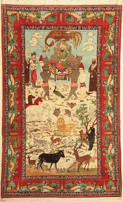 Keschan Kork alt, (König Salomon), Persien,um 1940, Korkwolle, ca. 215 x 133 cm, EHZ: 2