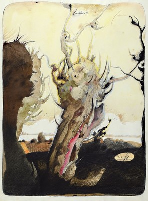 Gizela Hudler, geb. 1934 Bydgoszcz (Polen), Lübecker Künstlerin, Schülerin von Alfred Mahlau (1894-1967), surrealistische Komposition eines ...