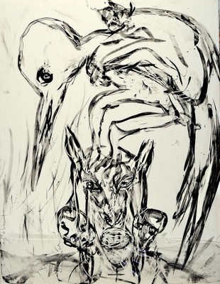Martin Disler, 1949-1996, Ohne Titel, Lithographie, handsigniert und dat. 91, num. 31/50, ca. 64x50cm