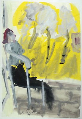 Reinhard Lange, 1938 Hameln-2017, Frau im Sessel, Gouache auf Papier, signiert und dat. 84, ca. 77x53cm, u.Gl., R. ca. 100x68cm