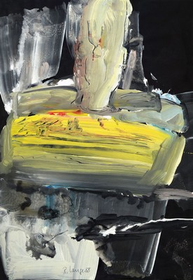 Reinhard Lange, 1938 Hameln-2017, Komposition und schwarz und gelb, Gouache auf Papier, signiert und dat. 88, ca. 100x69cm, u.Gl., R. ca. 106x75cm