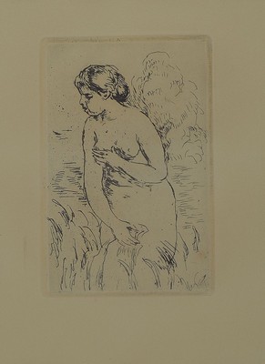 Auguste Renoir, 1841-1919, Baigneuse debout a mi-jambes, Radierung, posthumer Abzug, ca. 16.5x11cm, u.Gl., R. ca. 44x34cm