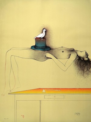 Bruno Bruni, geb. 1935, Farblithografie, sign., dat. 82, num. 72/150, unter Glas gerahmt, gesamt ca. 82x62 cm