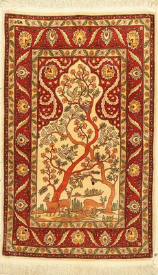 Seiden Hereke,signiert, Türkei, ca. 60 Jahre, reine Naturseide, ca. 101 x 63 cm, ca. 1,0 Mio. Kn/qm, EHZ: 2