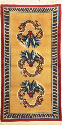 Drachenteppich, Nepal, ca. 40 Jahre, Wolle auf Baumwolle, ca. 176 x 92 cm, EHZ: 2
