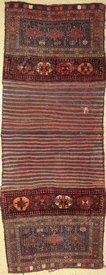 Offener Khordjin antik, Belutsch, Persien, um 1900, Wolle auf Wolle, ca. 305 x 122 cm, EHZ: 2(ein Loch).