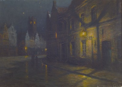 Georges Philibert Charles Maroniez, 1865 Douai-1933 Paris, Nuit a Malines, so rückseitig betitelt, Öl/Malkarton, rechts unten signiert, ca. ...