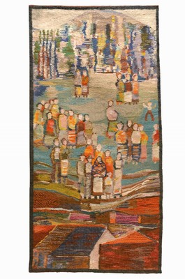 Tapisserie von Piotr Grabowski, geb. 1933, polnischer Bildwirker des 20.Jh., schuf vor allem Textilwerke mit traditionell polnischen Sujets, ...