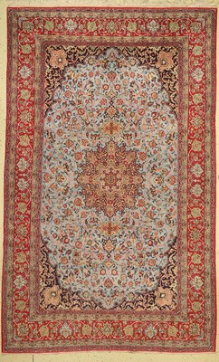 Esfahan fein alt, Persien, um 1940/1950, Korkwolle auf Seide, ca. 331 x 205 cm, ca. 1,0Mio. Kn/qm, EHZ: 2