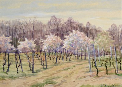 Werner Brand, 1933-2021, Aquarell/Papier, im Wingert, rechts unten signiert, ca. 32x45cm