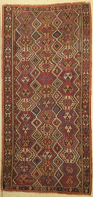 Antiker Weramin Kelim, Persien, 19. Jhd, Wolle auf Wolle, ca. 306 x 148 cm, EHZ: 3-4