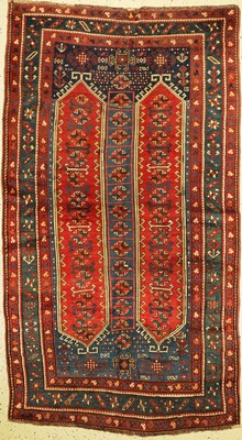 Antiker Kolonnen Kazak, Kaukasus, 19. Jhd, Wolle auf Wolle, ca. 228 x 130 cm, EHZ: 3