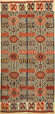 Antiker Karakachli Kelim, Kaukasus, 19. Jhd, Wolle auf Wolle, ca. 340 x 160 cm, EHZ: 2