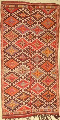 Zili Kelim alt, Türkei, um 1940, Wolle auf Wolle, ca. 287 x 145 cm, EHZ: 4