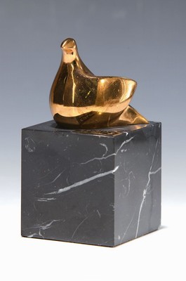 Tony Morey, zeitgenössischer Künstler, Colom, Skulptur einer Taube, Bronze poliert, signiert, Marmorsockel, Gesamth. ca. 13.5cm