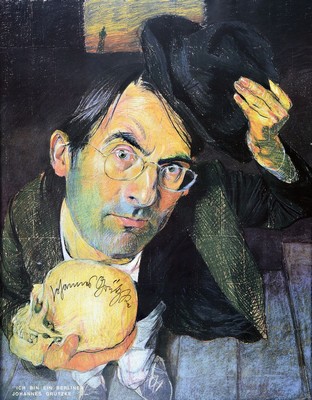 Johannes Grützke, 1937-2017, Ich bin ein Berliner, Farboffset, handsigniert, ca. 80x 60cm, R. ca. 90x70cm