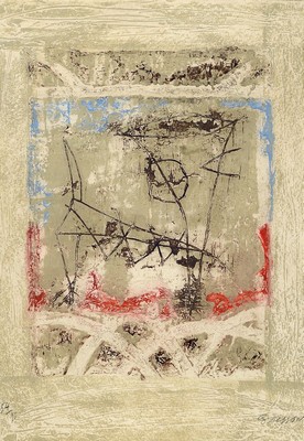Pierre Bresson, geb. 1941 Paris, Abstrakte Komposition, Farb-Carborundum, um 1960-70, handsigniert und num. 54/90, ca. 64x44cm, u.Gl., R. ca. 81x64cm