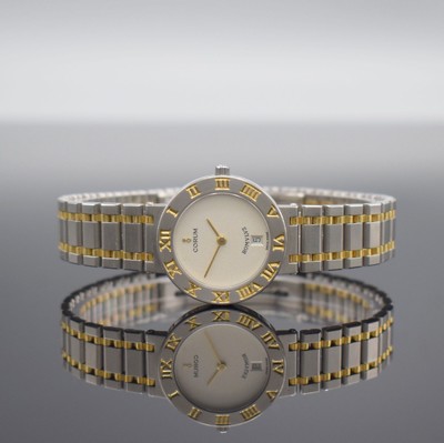 CORUM ROMULUS Damenarmbanduhr Referenz 49.203.21 VC48, Schweiz um 1995, quarz, Edelstahl/Gold komb. inkl. Gliederband m. dopp. Faltschl., gold. röm. ...