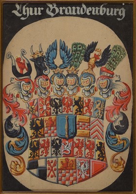 Wappenmalerei, deutsch, 2. Hälfte 18. Jh., Chur Brandenburg, feine bunte Gouachemalerei auf Papier (altersbedingt gebräunt), ca. 30x21cm, u.Gl., R. ...