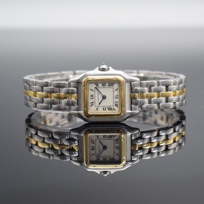 CARTIER Panthere Damenuhr in Stahl/GG 750/000, Schweiz lt. orig. Rechnung verk. 12/1987, quarz, 8-fach verschr. Geh., orig. Stahl/GG- Band m. doppel. ...