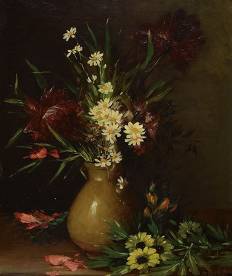 Louis Gensollen, 1834-1907, Stillleben mit Blumen, Öl/Lwd, rest., ca. 55x46cm, rechts unten signiert, Rahmen ca. 72x63cm