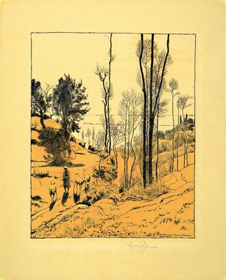 Hans Thoma, 1839 Bernau-1924 Karlsruhe, Montecucco Lago di Garda, Lithographie, signiert, in der Platte monogrammiert und dat. 1897, betitelt, leicht ...