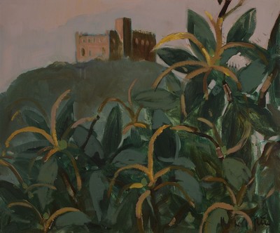 Hans Rolf Peter, 1926-2020 Neustadt a.d. Weinstr., Blick auf das Hambacher Schloß, Öl/Lwd, rechts unten signiert, ca. 50x60cm, R. ca. 61x71cm