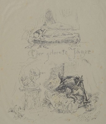 Max Slevogt, 1868 Landshut-1932 Leinsweiler/Pfalz, Der gelernte Jäger, Mappe mit 13 losen Federlithographien, Auflage 100 Exemplare, jede Litho ...