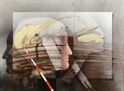 Klaus Heinrich Keller, 1938 Godramstein-2018 Rodalben, Amazone, übermalter Siebdruck auf Lwd, ca. 60x80cm, R. ca. 65x85cm