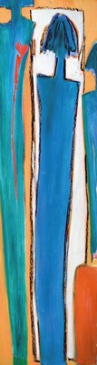 Maria Josefine Feid, zeitgenössische Künstlerin aus dem Saarland, lebt und arbeitet in Korsika, hier: Frauenfigur, Acryl auf Sperrholz, ca. 132x36cm